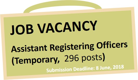 Vacancy Notice: Assistant Registering Officers (Temporary) Elections and Boundaries Department