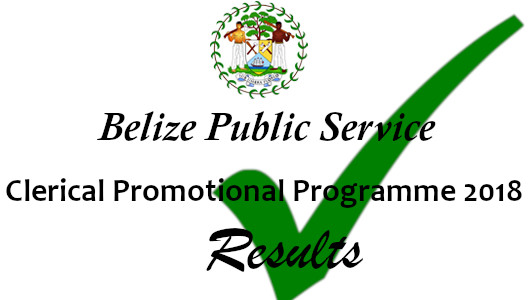 Belize Public Service - Clerical Promotional Programme 2018 Results