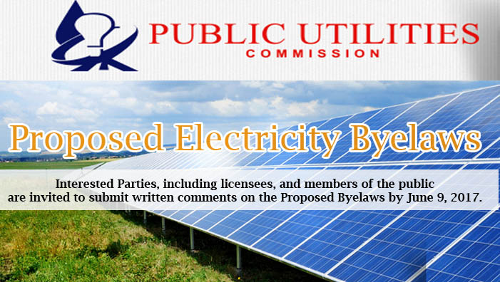 Public Notice: Proposed Electricity Byelaws by PUC