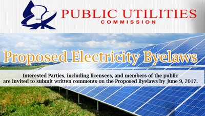 Public Notice: Proposed Electricity Byelaws by PUC Image 1