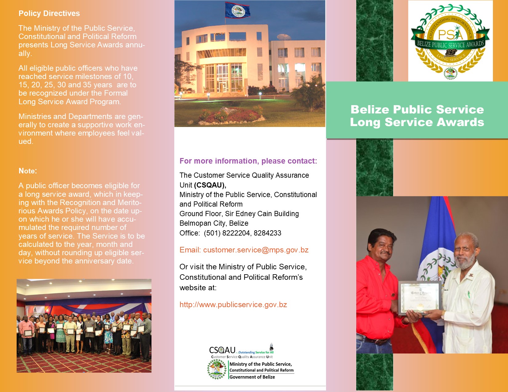 Public Service Outstanding Honors and Awards Brochure p1